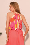 Pink Abstract Halter Bubble Top
