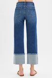 Lola Mid Rise Wide Leg Cuffed Jeans