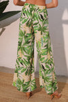 Green Leaf Tie Waist Wide Pants