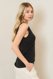 Black Side-Ruched Tank