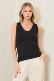 Black Side-Ruched Tank