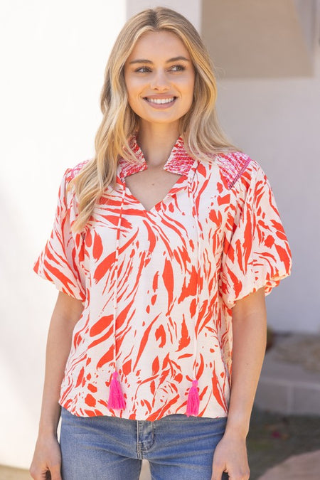 Lilac Ruffle Shoulder Blouse