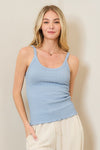 Light Blue Textured Scoop Neck Tank