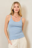 Light Blue Textured Scoop Neck Tank