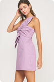 Lilac Knotted Flower Bow Mini Dress