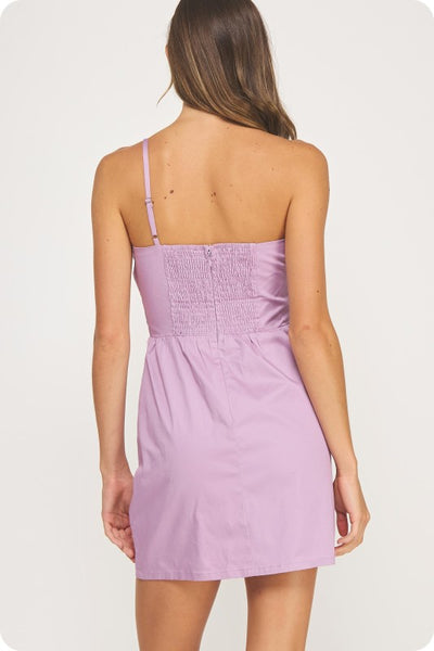 Lilac Knotted Flower Bow Mini Dress