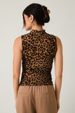 Taupe Leopard Print Mock Neck Tank