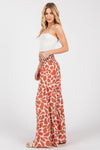 Orange Waist Smocked Tiered Maxi Pants
