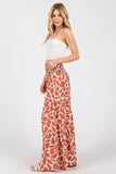 Orange Waist Smocked Tiered Maxi Pants