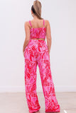 Pink Leaf Cropped Top & Pants Set