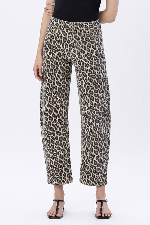 Olivia Leopard Print Barrel Jeans