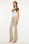 Cream Zebra Print High Rise Flare Jeans