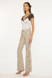 Cream Zebra Print High Rise Flare Jeans