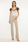 Cream Zebra Print High Rise Flare Jeans