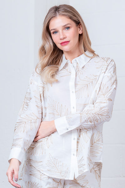 Ivory Embroidery Detail Button Down Top