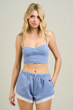 Blue Gingham Top & Shorts Set