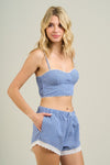 Blue Gingham Top & Shorts Set