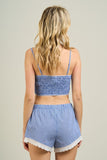 Blue Gingham Top & Shorts Set