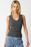 Grey Sleeveless Round Neck Tank