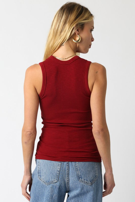 Red Sleeveless Round Neck Tank