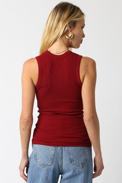 Red Sleeveless Round Neck Tank