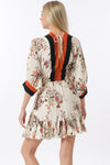 Rust Floral Dolman Sleeve Contrast Mini Dress
