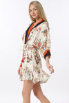 Rust Floral Dolman Sleeve Contrast Mini Dress