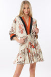 Rust Floral Dolman Sleeve Contrast Mini Dress