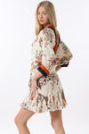 Rust Floral Dolman Sleeve Contrast Mini Dress