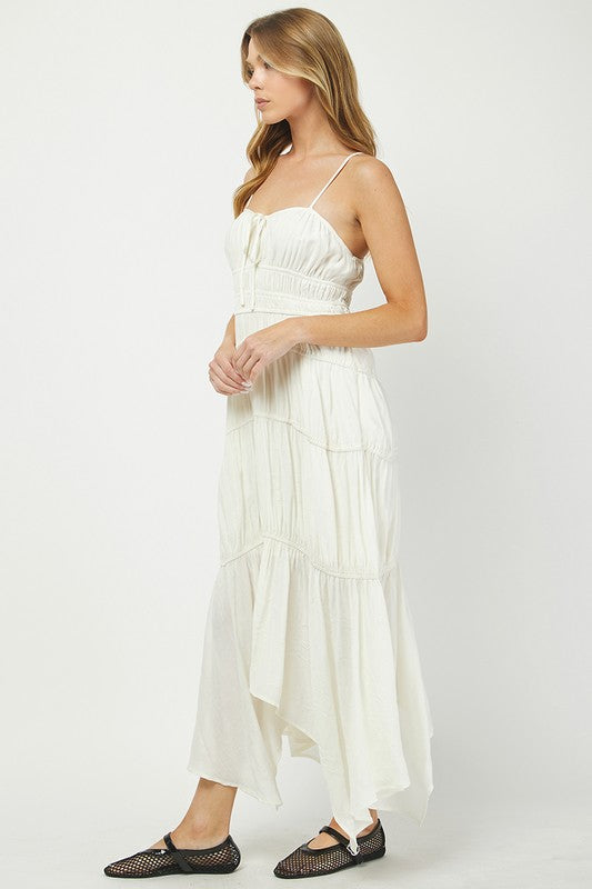 Cream Handkerchief Maxi Dress