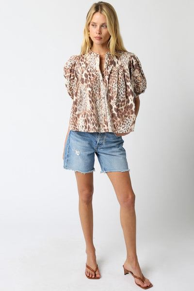 Puff Sleeve Leopard Print Top