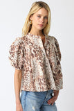 Puff Sleeve Leopard Print Top