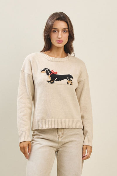 Tan Bow Dog Sweater