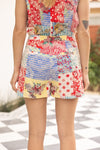 Floral Patchwork Embroidery Shorts