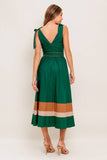 Green Color Blocked Woven Midi Dress