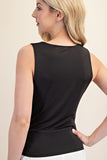 Black Draped Neckline Top