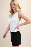 Cream Draped Neckline Top