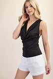 Black Draped Neckline Top