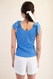 Blue Ribbon Tie Knit Top