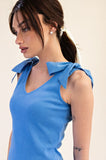 Blue Ribbon Tie Knit Top