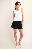 White Ribbon Tie Knit Top