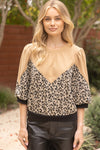 Solid And Leopard Mixed French Terry Top