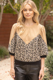 Solid And Leopard Mixed French Terry Top