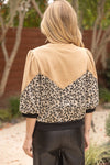 Solid And Leopard Mixed French Terry Top