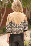 Solid And Leopard Mixed French Terry Top