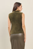 Olive Fuzzy Turtleneck Vest