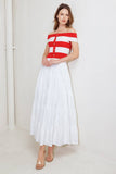 Red and White Striped Sweater Knit Top