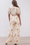 Beige Paisley Embroidered Top & Pants Set