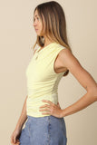 Butter Asymmetric Rouched Tank