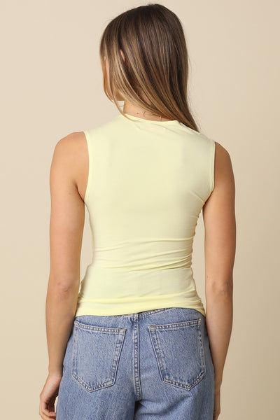 Butter Asymmetric Rouched Tank
